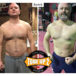 Man's fitness transformation before and after training